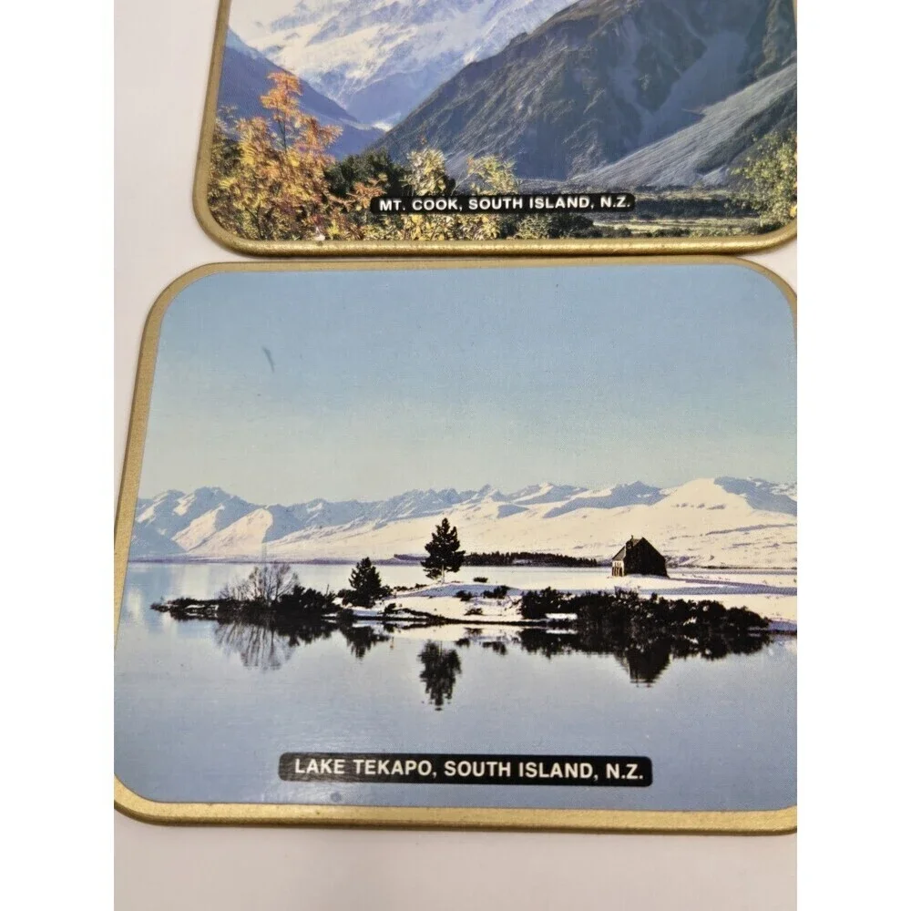 VINTAGE 1980S PHOTOGRAPHIC CORK COASTERS SET OF 6 SOUTH ISLAND NEW ZEALAND JASON